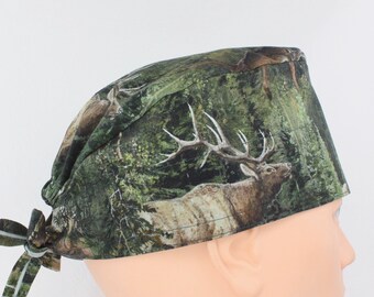 Gorro quirúrgico hecho a mano de algodón American Elk de 8,9 cm de altura para hombre.