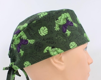 Cartoon Strong Man Cotton 3.5" tall Handmade Scrub Cap for Men