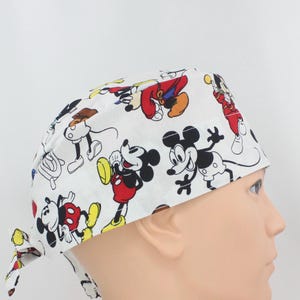 Cartoon Mouse Cotton 3.5&quot; tall Handmade Scrub Cap: Medical, Nurse, Doctor, OR, Surgeon, Pediatrics, Veterinarian, Dentist