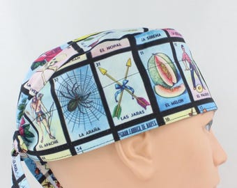 Naipes de Loteria katoenen handgemaakte scrubmuts van 3,5" hoog voor heren