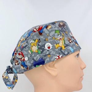 Video Game Cotton 3.5&quot; tall Handmade Scrub Cap: Medical, Nurse, Doctor, OR, Surgeon, Pediatrics, Veterinarian, Dentist