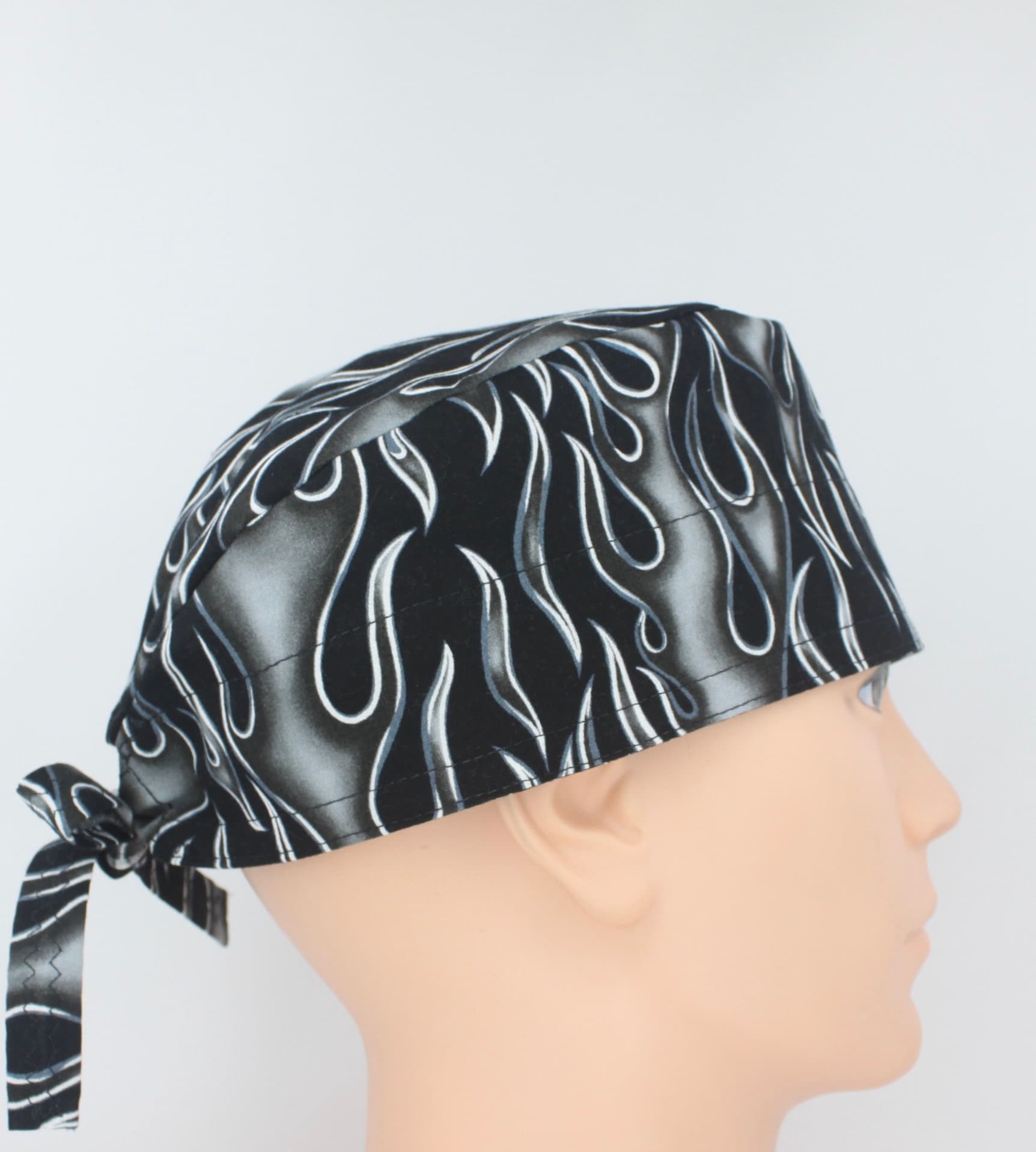 Abstract Flames Cotton 3.5" tall Handmade Scrub Cap for Men