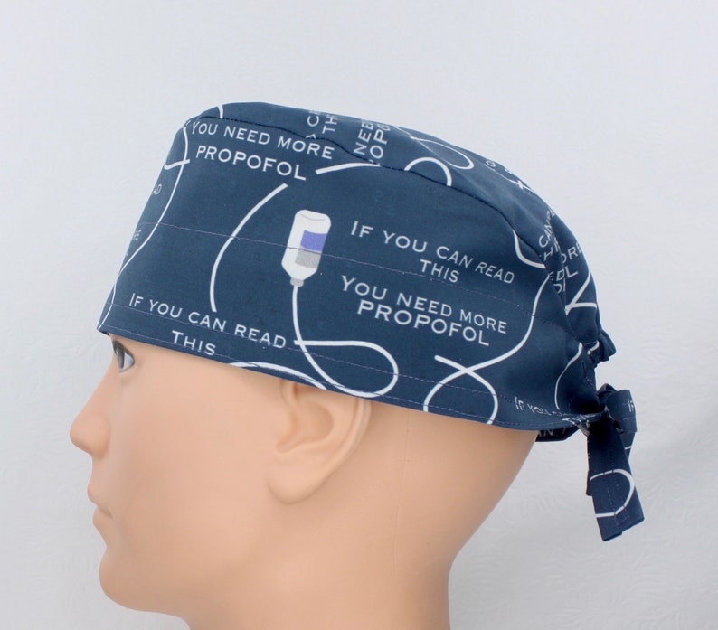 Propofol Cotton 3.5" tall Handmade Scrub Cap for Men image 6