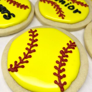 Softball Cookies, Sports Cookies, Sports Ball Cookies, Decorated Sugar Cookies, Handmade Cookies