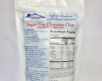 Sugar Free Chocolate Chip Cookie Mix, Zero Sugar Cookie Mix, Diabetic Friendly Cookie Mix, Handmade, Ready to Bake Cookies
