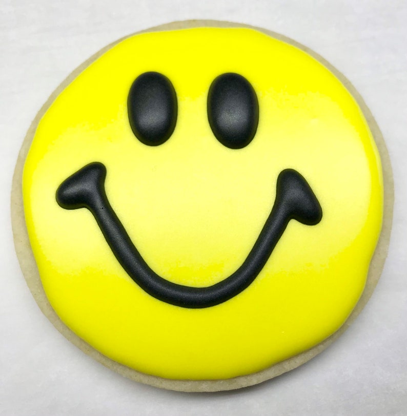 Smiley Face Cookies Smiley Cookies Birthday Cookies Party Etsy