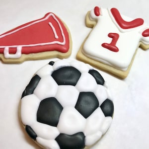 Soccer Cookies, Sports Cookies, Sports Ball Cookies, Decorated Sugar Cookies, Handmade Cookies
