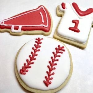 Baseball Cookies,  Sports Cookies, Sports Ball Cookies, Decorated Sugar Cookies, Handmade Cookies