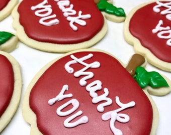 Teacher Appreciation Cookies, Teacher Cookies, Thank You Cookies, Cookie Gift, Apple Cookies, Decorated Cookies, Sugar Cookies