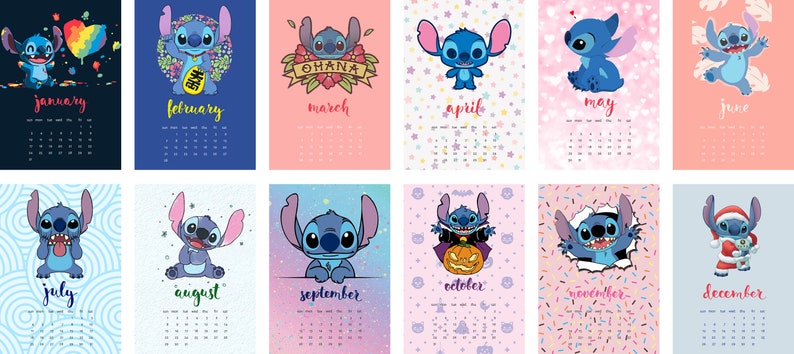 Disney Stitch 2021 Desktop 12 month Calendar 4 X 6 With Etsy