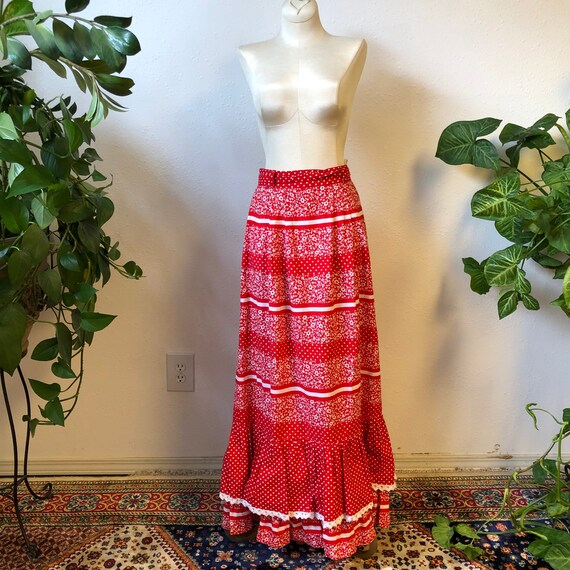 1970s German Prairie Style Maxi Skirt