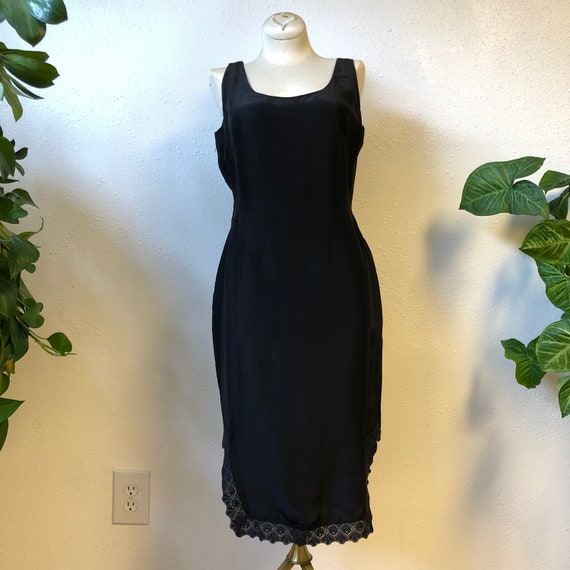 1950s Silk Satin Slip with Lace