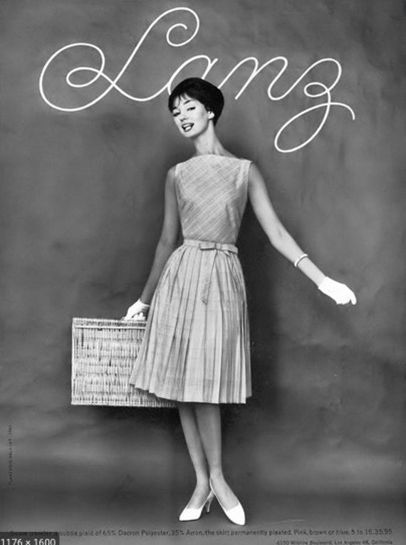 1960's LANZ Cotton Pleated Cocktail Dress