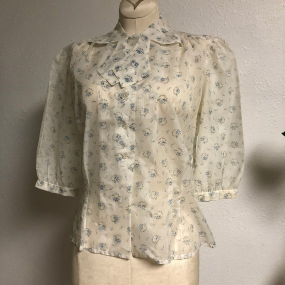 1950s “Parachute” Nylon Floral Blouse