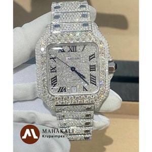 Cartier Santos Watch VVS Full Ice Out 