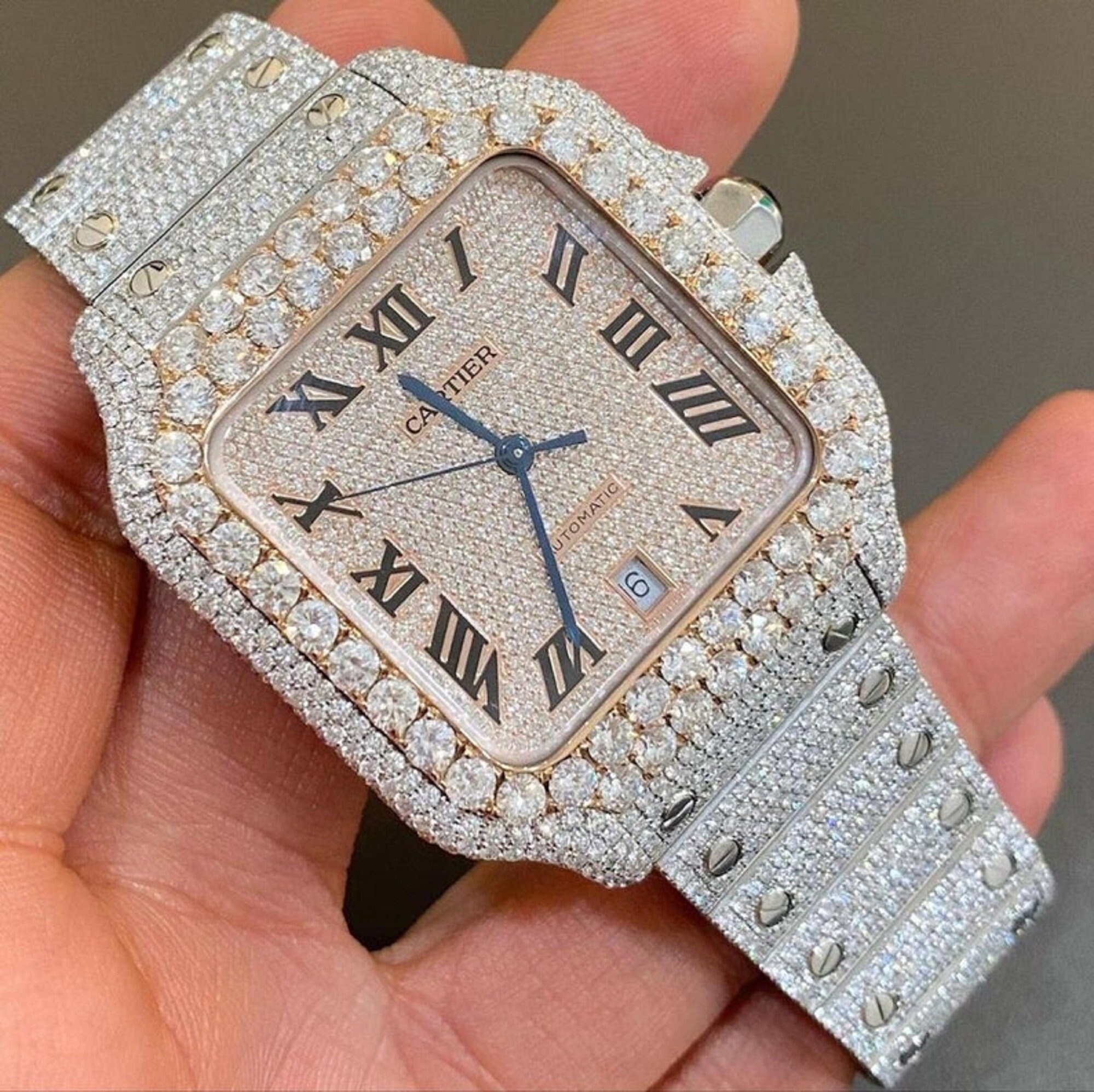 cartier diamond watch for mens