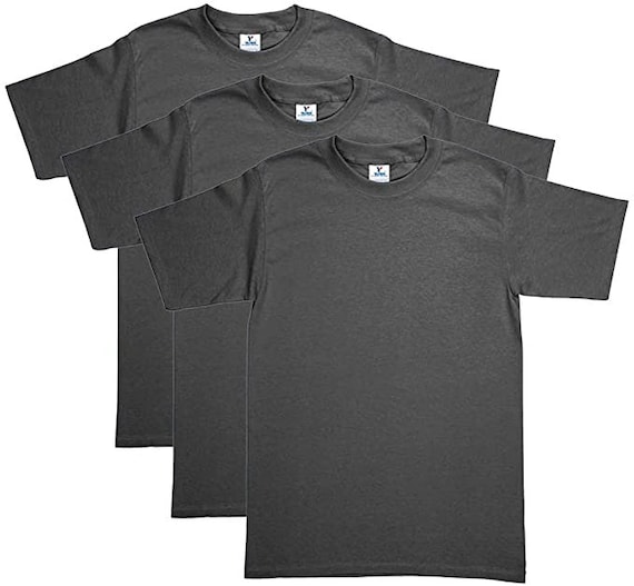 Yazbek Men's Heavy Weight Crew Neck T-Shirt 3-Pack - 5.9-Ounce Short Sleeve Tees, Navy, X-Large