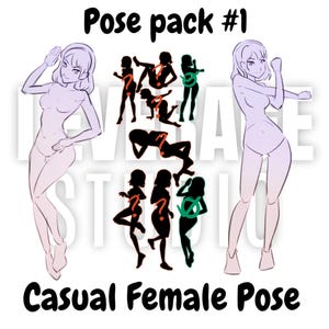 Pose Pack #1 Casual Frauen | Anime Style Zeichnung Referenz | Digitaler Download für Künstler