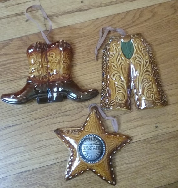 Cowboy ornament set Western Ornaments Chaps cowboy | Etsy