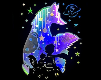 Lampka nocna LED z drewnianej kasety świetlnej - Mały Książę [Konfigurowalny]