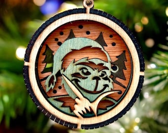 Palla di Natale in legno 3D - Il GRINCH