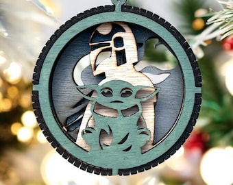 Pallina di Natale in legno 3D - Star Wars The Mandalorian