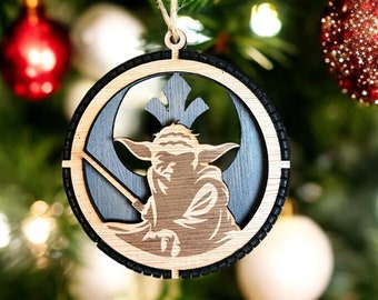 Bola navideña de madera 3D - Star Wars Yoda