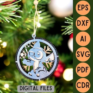 Fichier de découpe SVG laser décoration boule de Noël 3D en bois 3 couches - Stitch de Lilo & Stitch