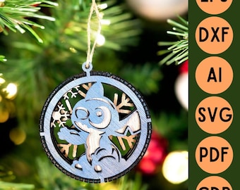 Archivo de corte SVG láser Decoración de bolas de Navidad de madera 3D 3 capas - Stitch de Lilo & Stitch