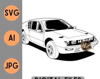 Renault Alpine A310 4 cilindros - Archivo digital vectorial SVG, AI, JPG, contorno