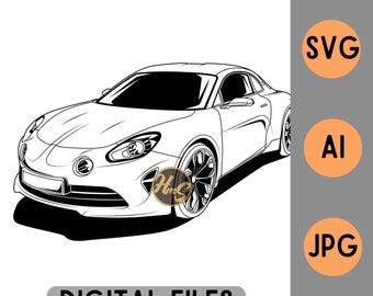 Renault Alpine A110 Vision Vector SVG AI JPG Kontur Plik Cyfrowy
