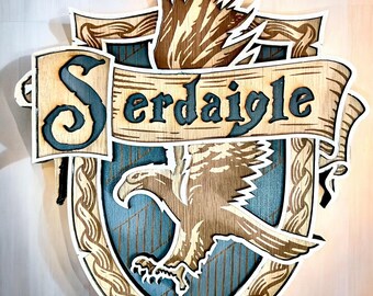 Arte mural de madera 3D - Harry Potter - Escudo de Ravenclaw [Versión en francés]