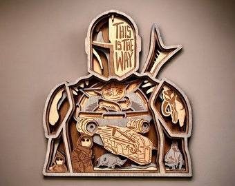 3D wooden wall decoration. Star Wars - The Mandalorian