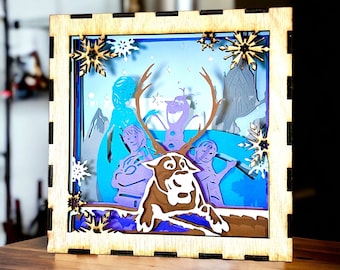 Luz nocturna LED de madera - Disney - Frozen [Personalizable]