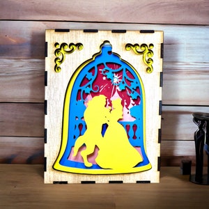 LED wooden lightbox night light - Disney - Beauty and the Beast [Customizable]