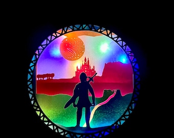 Caja de luz LED de madera con luz nocturna - Link de The Legend Of Zelda [Personalizable]