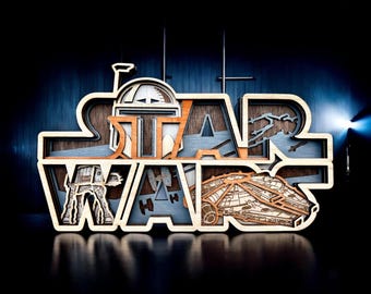 3D wooden wall decoration. Star Wars
