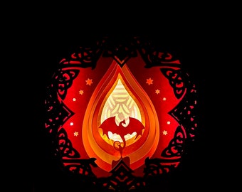 Caja de luz LED de madera con luz nocturna - Mandala Dragon [Personalizable]