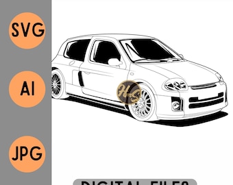 Renault Clio V6 Archivo digital Vector SVG AI Jpg Contorno