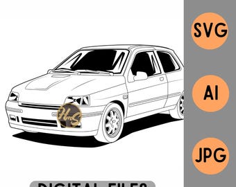 Renault Clio Williams Archivo digital Vector SVG AI JPG Contorno