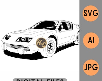Renault Alpine A310 V6 Vector SVG AI JPG Archivo digital de contorno