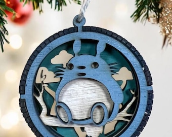 Bola navideña de madera 3D: Mi vecino oso, gato y ratón