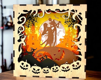 Luz nocturna LED de madera - Tim Burton - Pesadilla antes de Navidad [Personalizable]