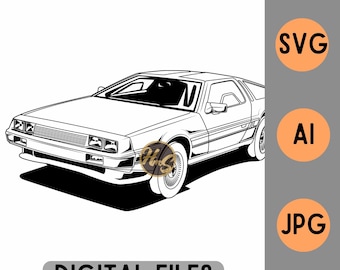 Archivo digital vectorial SVG AI jpg del DeLorean DMC-12