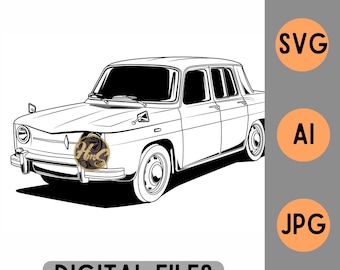 Renault 8 R8 Major Vector SVG AI JPG Esquema Archivo Digital