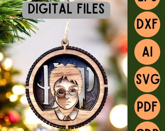 Archivo de corte láser 3D decoración de bolas de Navidad de madera 3 capas - Harry Wizard - archivos digitales svg ai cdr pdf dxf eps