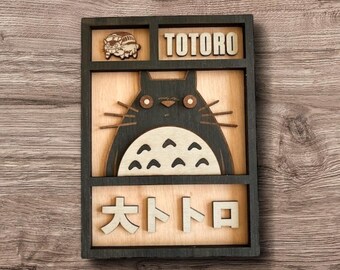 Decoración de pared con pintura de madera 3D. Mi vecino oso, gato y ratón