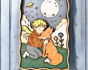 Drewniana dekoracja ścienna 3D - Mały Książę