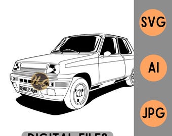Renault 5 R5 A5 Alpine Vector SVG AI JPG Esquema Archivo Digital
