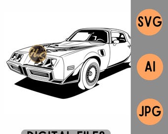Archivo digital Pontiac Firebird Trans Am Turbo Vector SVG AI jpg contorno